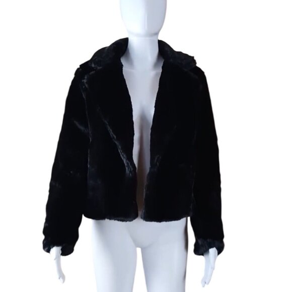 Allegra K Womens Faux Fur Jacket Black S - Picture 2 of 3